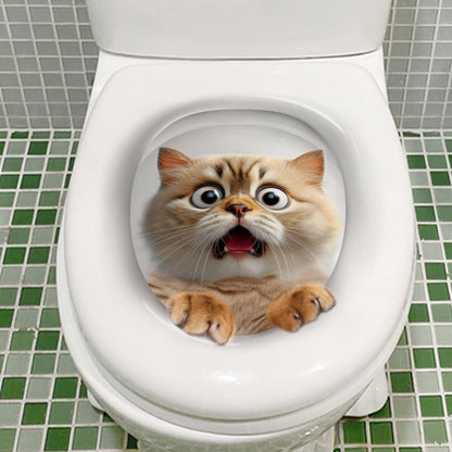 3D cat toilet sticker