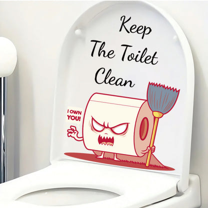 Toilet Clean Cartoon Toilet Paper Roll Toilet Seat Sticker