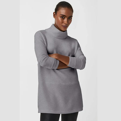 Side slit turtleneck top