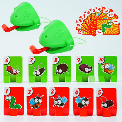 Large frog mouth sticking out tongue playing cards parent-child board game props