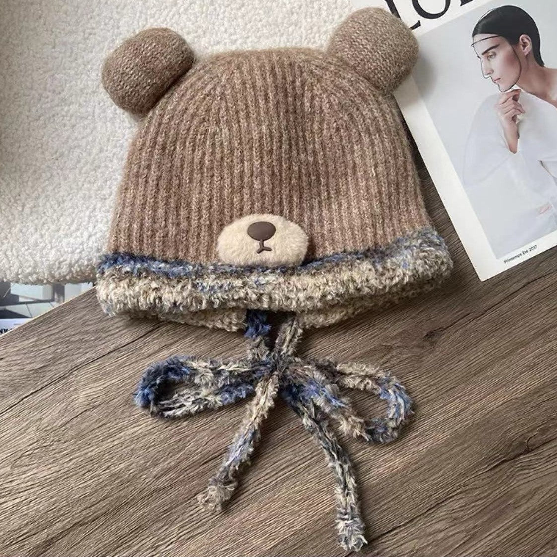 Cute bear plush hat