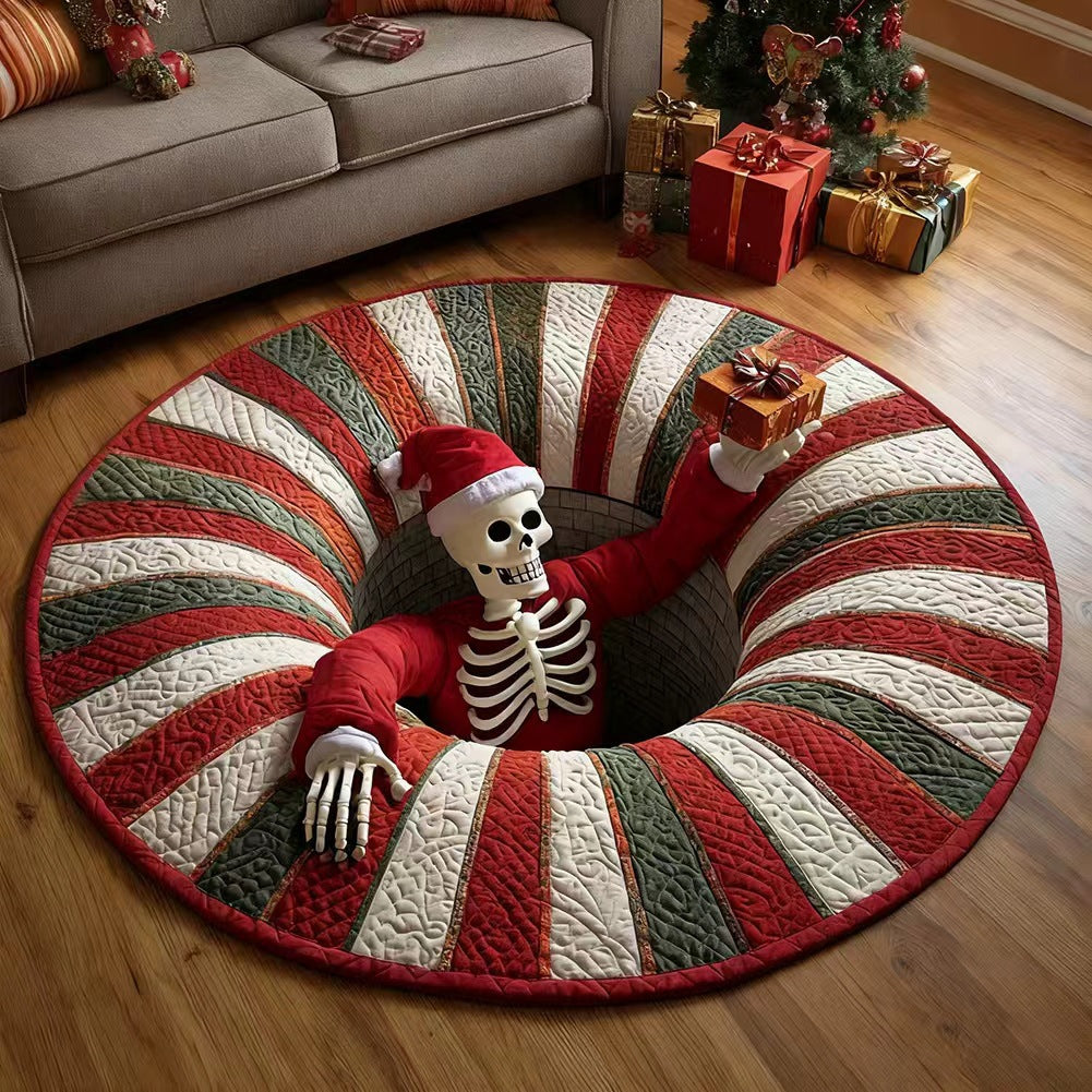 Halloween 3D Skeleton Trap Round Rug