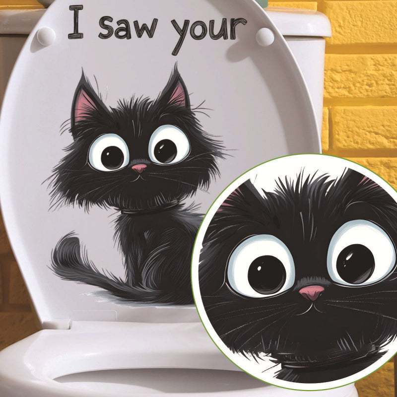 Cartoon black toilet sticker