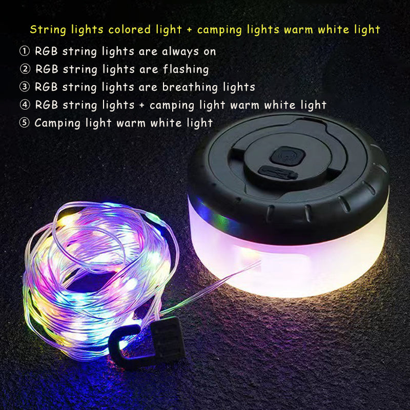 Multifunctional lamp with colorful lighting outdoor camping lamp