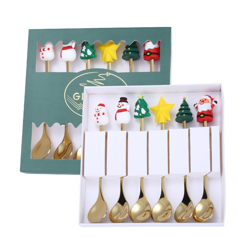 Christmas Spoons Fork Set 6pcs/set