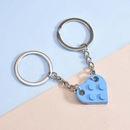 Love building blocks peach heart keychain pendant