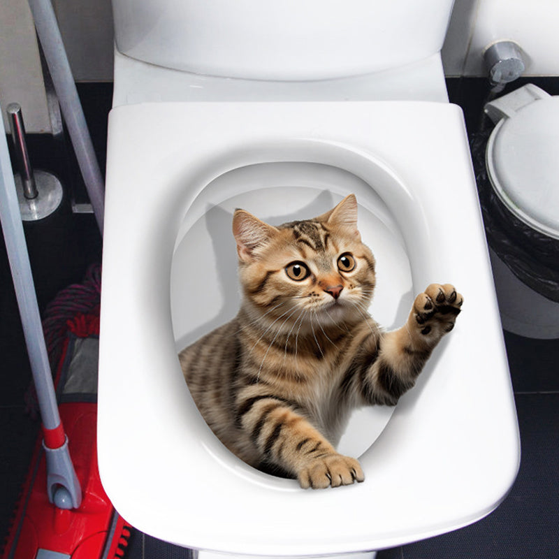 3D cat toilet sticker