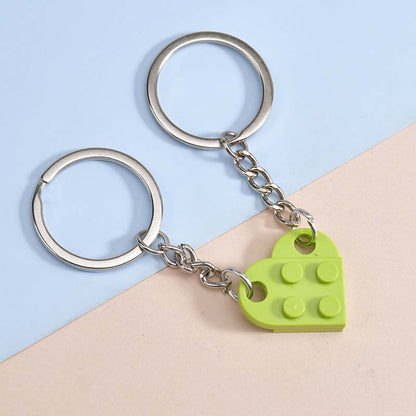 Love building blocks peach heart keychain pendant