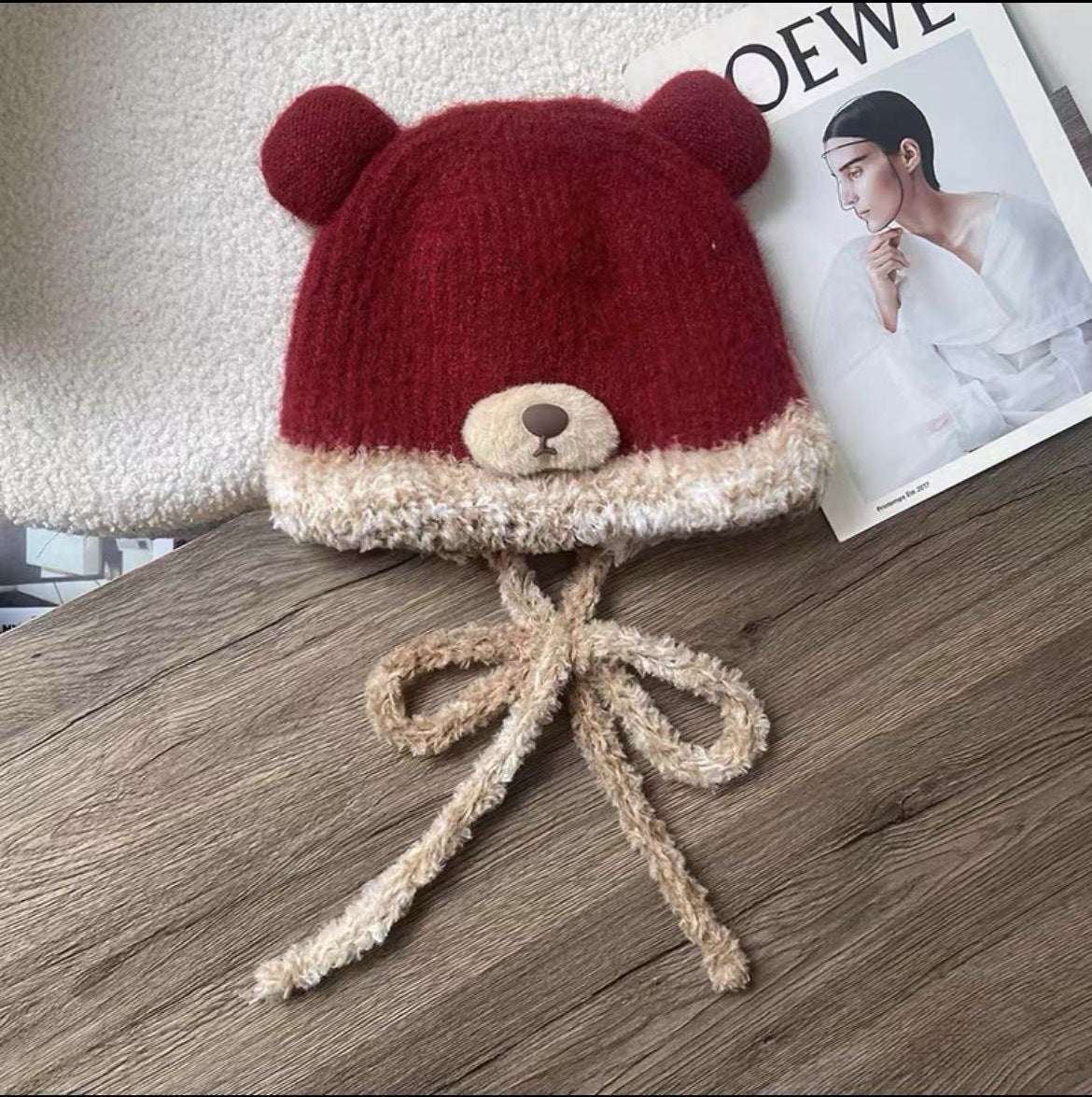 Cute bear plush hat