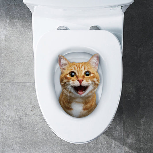 3D cat toilet sticker