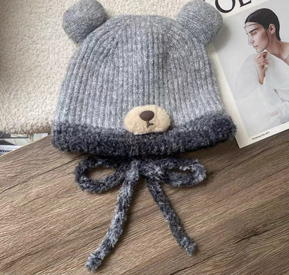 Cute bear plush hat