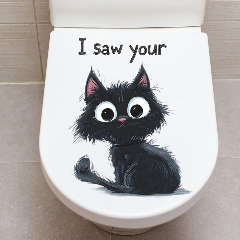 Cartoon black toilet sticker