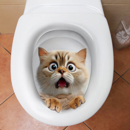 3D cat toilet sticker