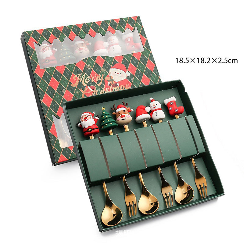 Christmas Spoons Fork Set 6pcs/set