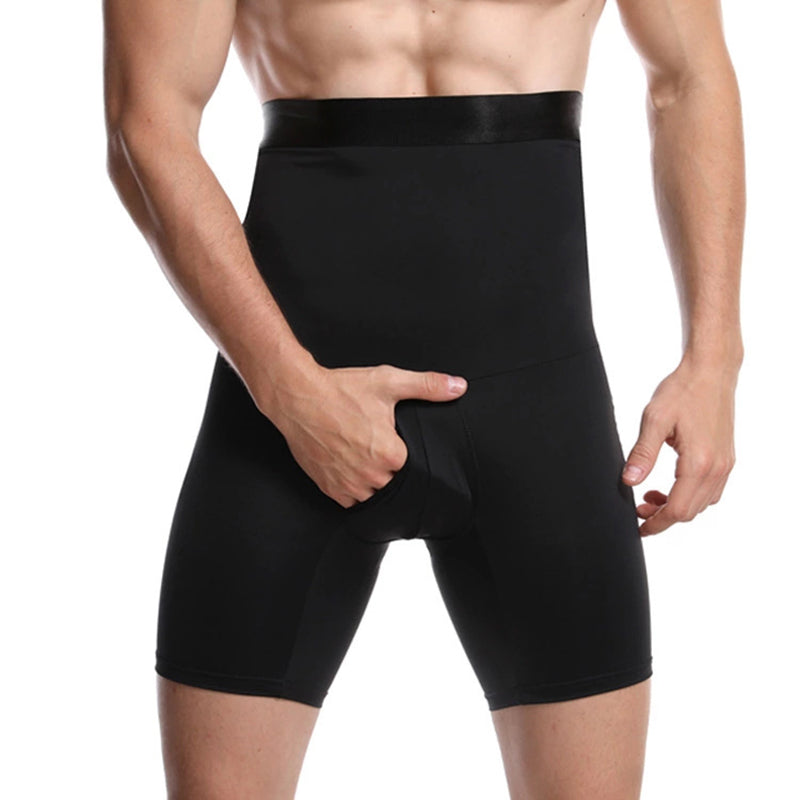 Men's Abdomen Slimming Pants High Waist Solid Color Breathable Elastic