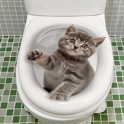 3D cat toilet sticker