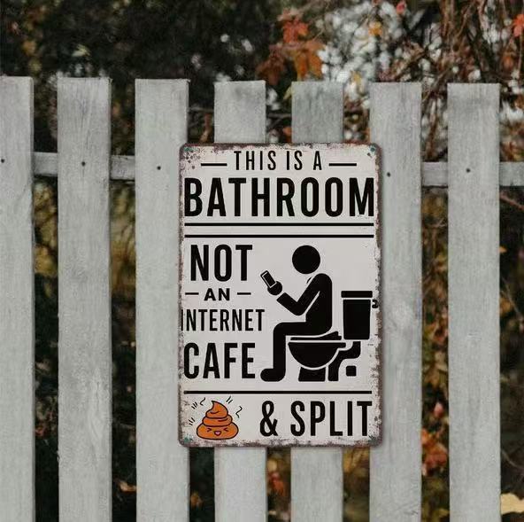 Humorous Bathroom Metal Wall Sticker