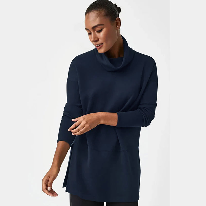 Side slit turtleneck top