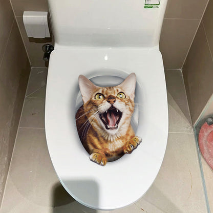 3D cat toilet sticker