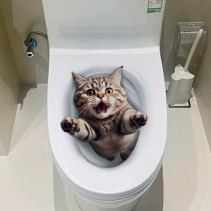 3D cat toilet sticker