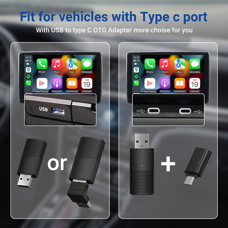 Mini version of the original car wired to Apple wireless carplay box Android AndroidAuto