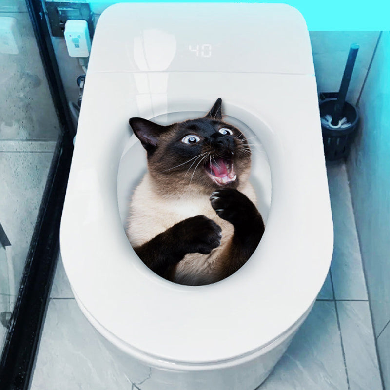 3D cat toilet sticker