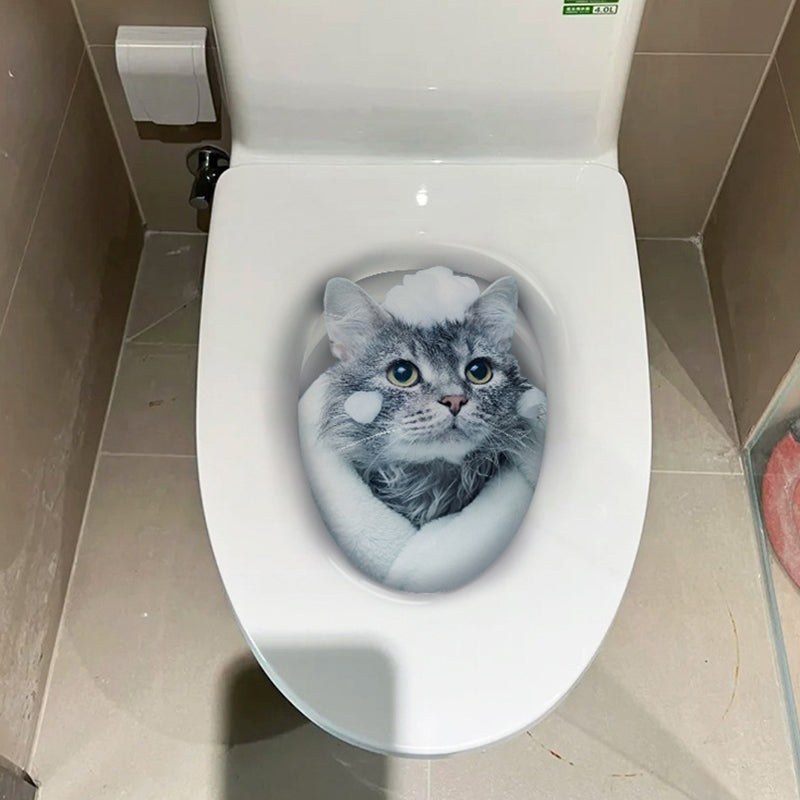 3D cat toilet sticker