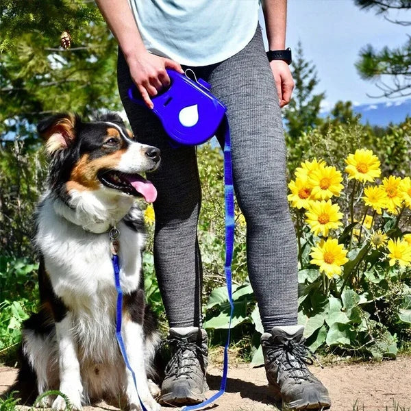 Multifunctional pet leash with built-in water bottle