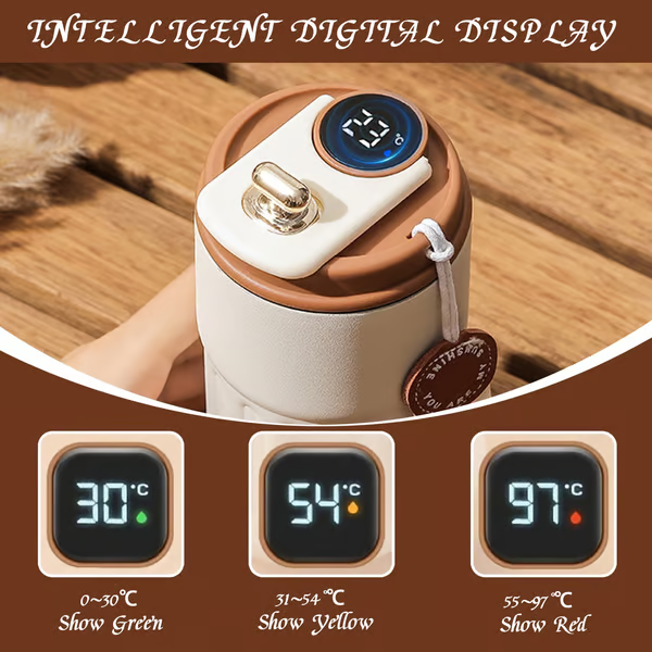 Led Temperature Display Coffee Mug Stainless Steel Thermos