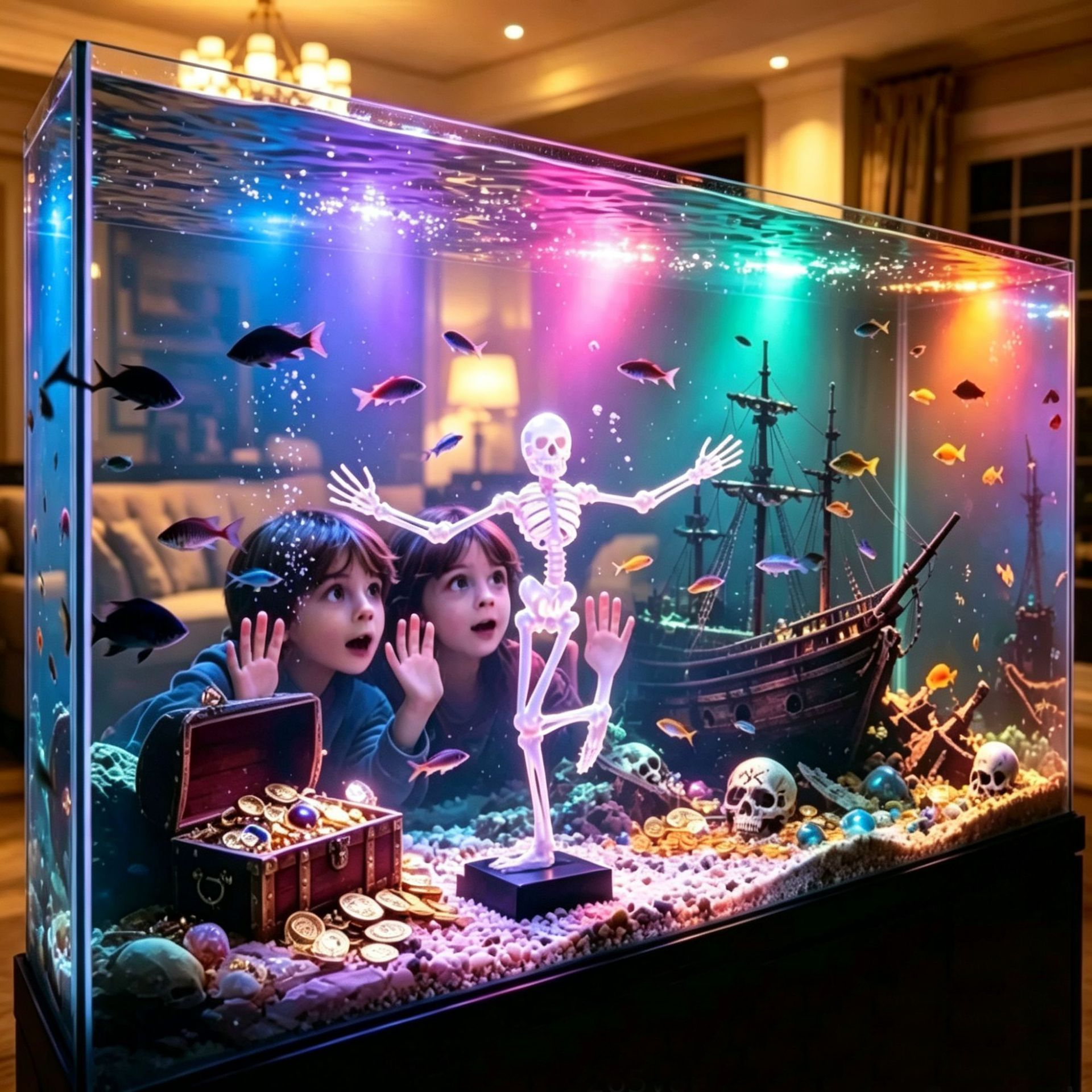 Aquarium Skull Decoration Set