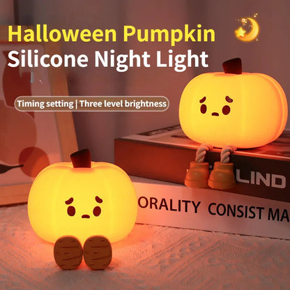 Pumpkin Silicone Night Light Bedroom Sleep Lamp Bedside Pat Lamp