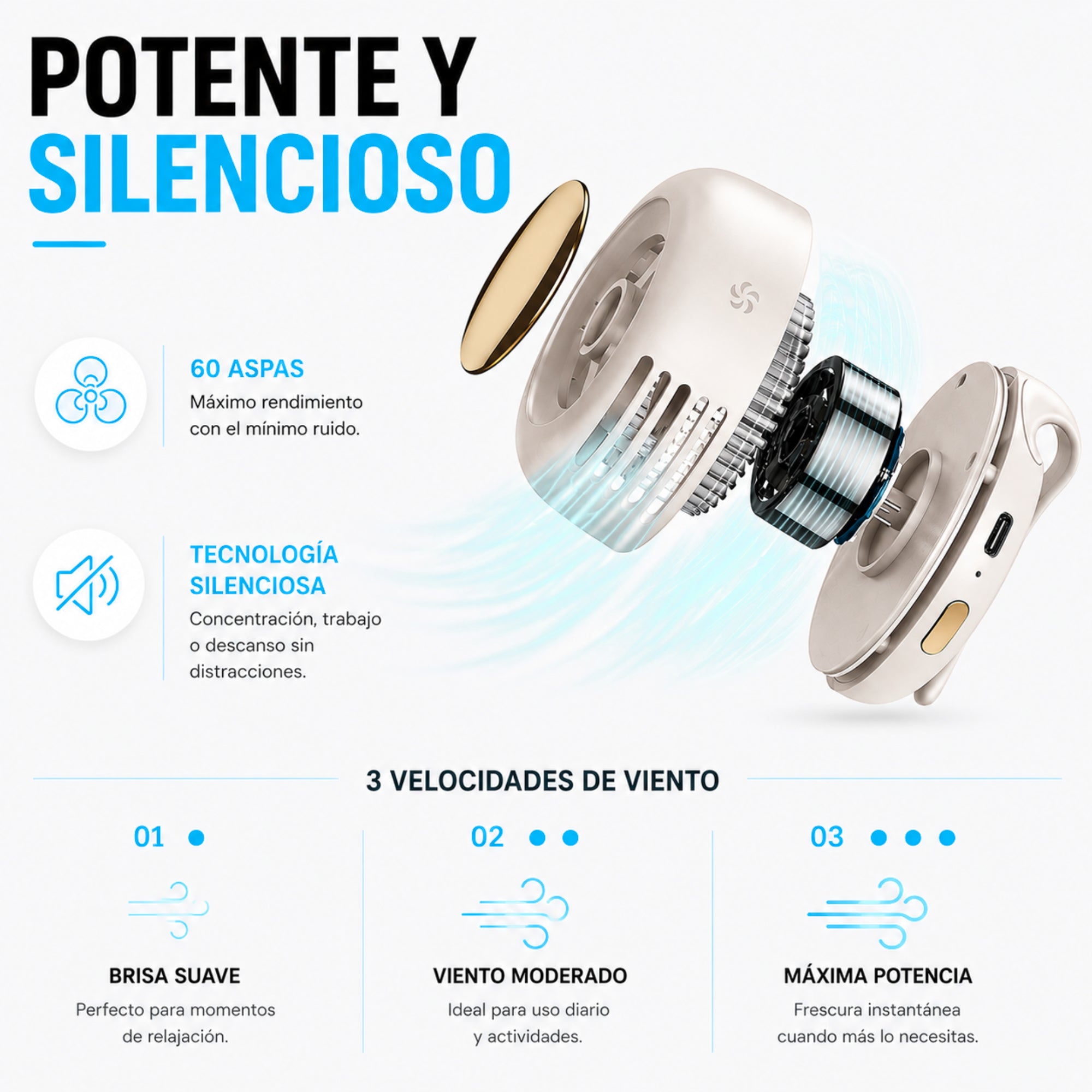 Clip-On Rechargeable Mini Portable Cooling Fan