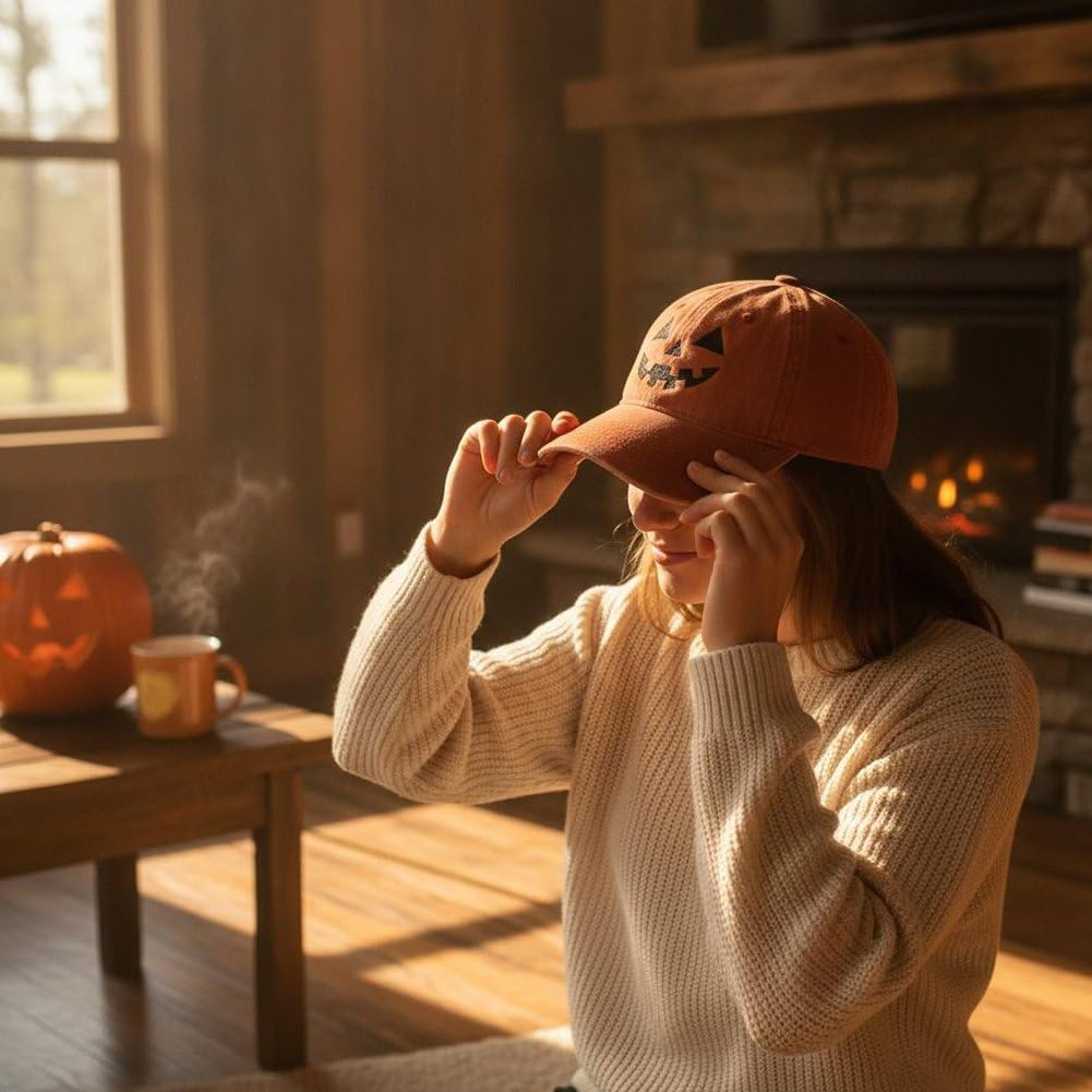 Jack O Lantern Washed Baseball Cap