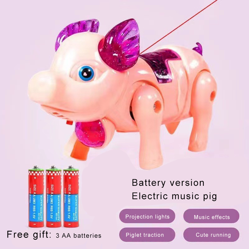 Electric leash projection pig walking pig children's toys