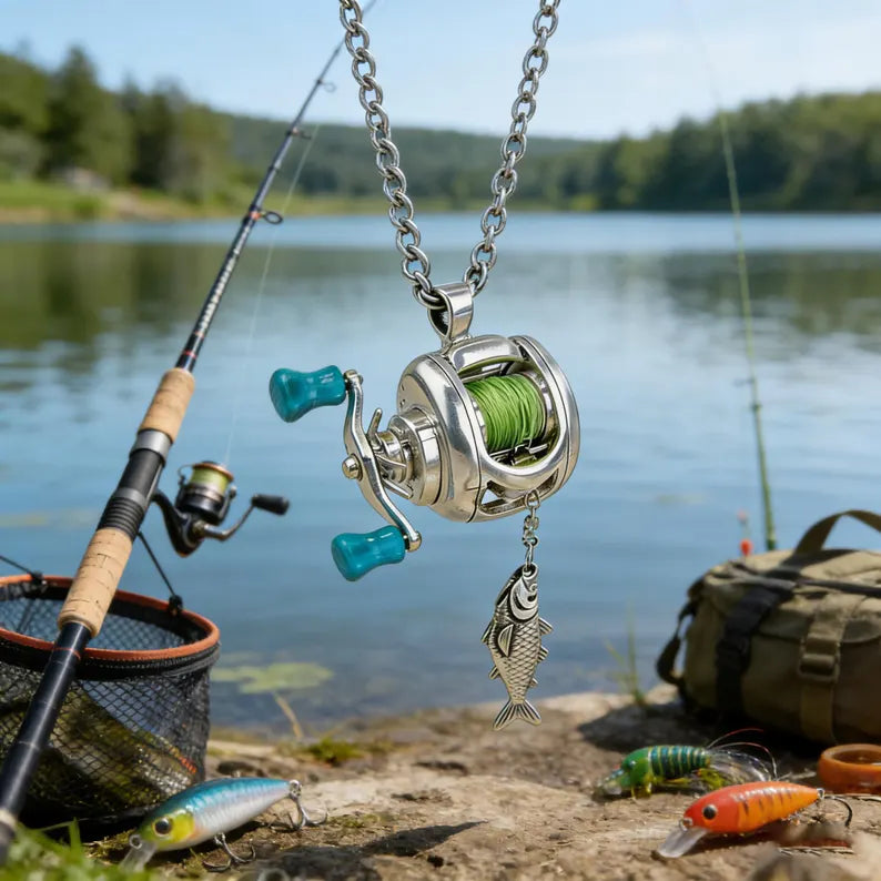 Miniature Fishing Reel Necklace