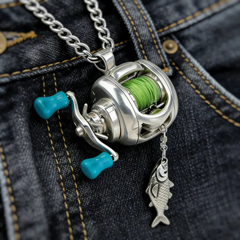 Miniature Fishing Reel Necklace