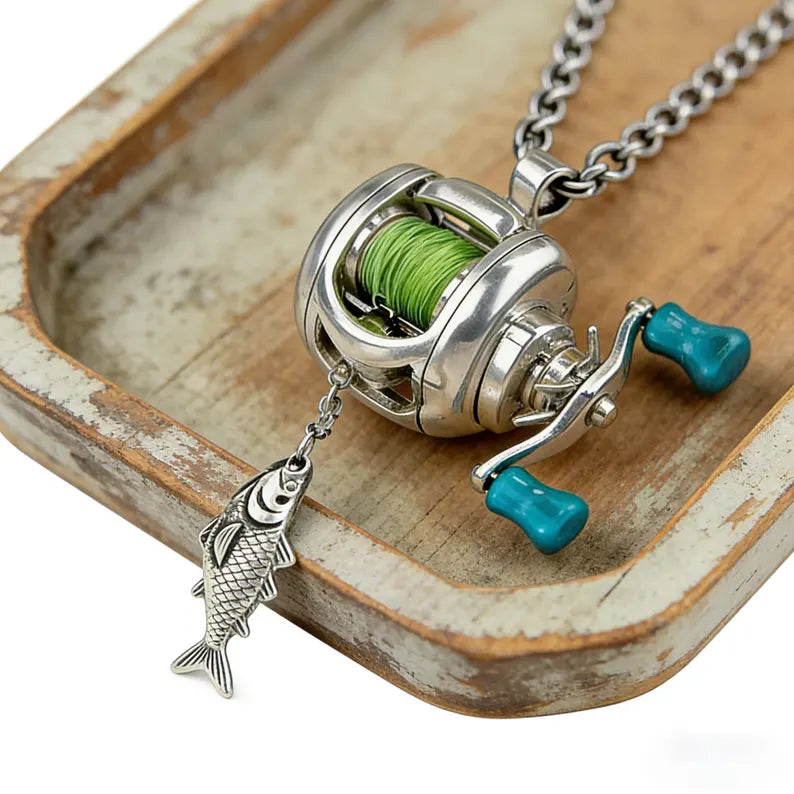 Miniature Fishing Reel Necklace