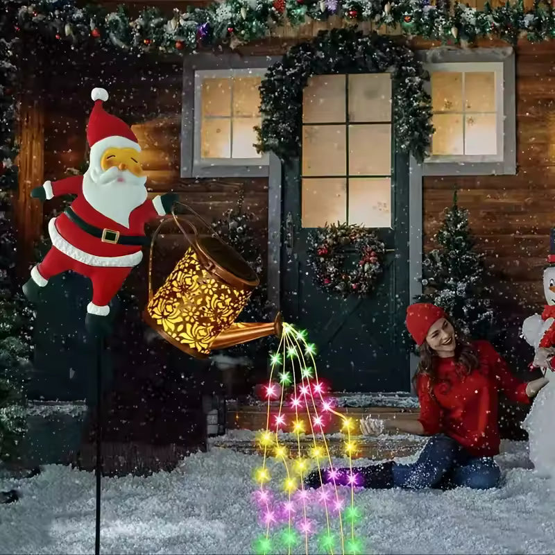 Solar-powered Santa Claus water bottle lamp