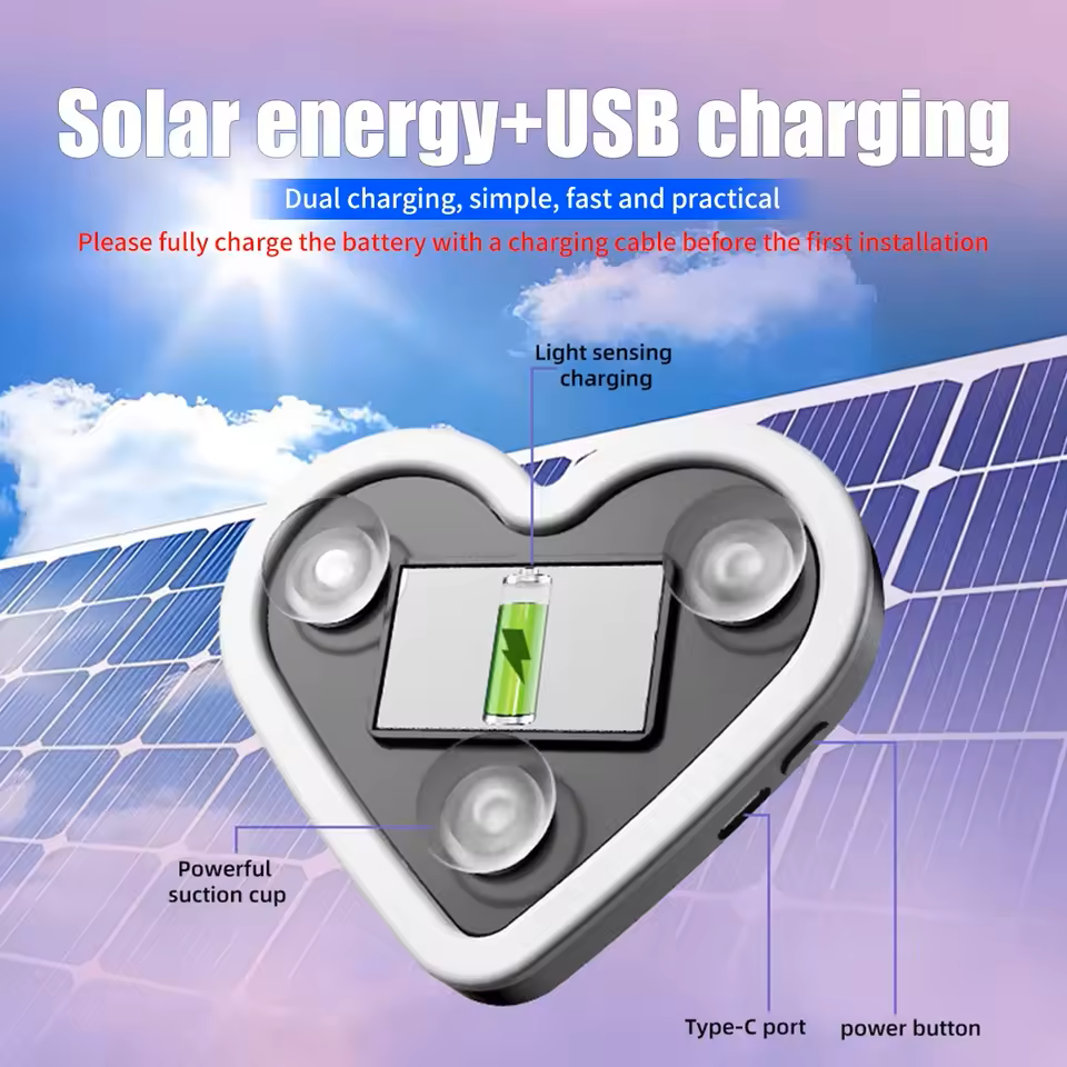 Solar-powered heart-shaped LED neon light