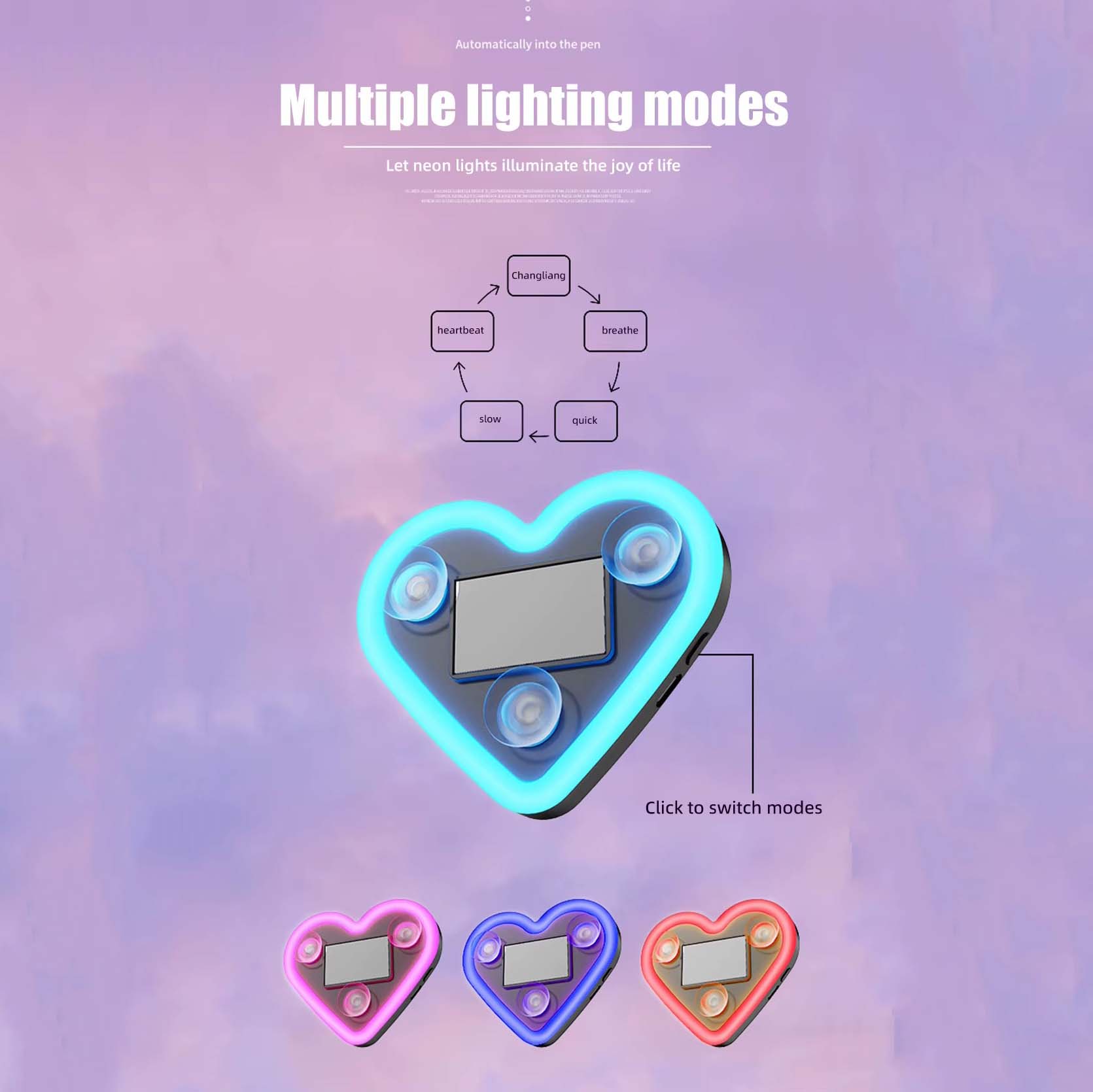 Solar-powered heart-shaped LED neon light