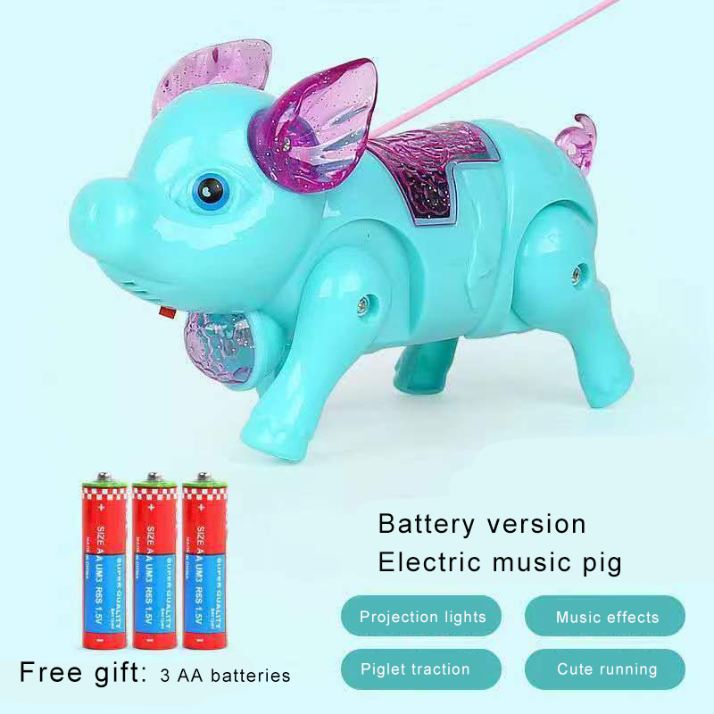 Electric leash projection pig walking pig children's toys