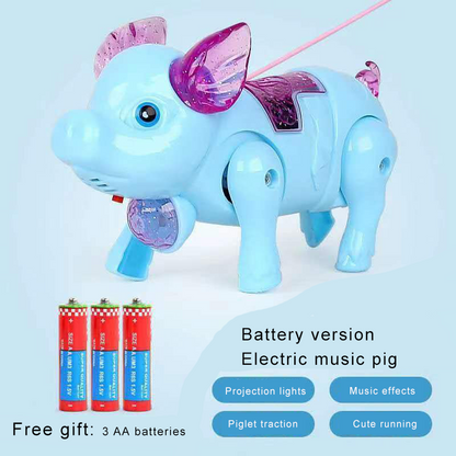 Electric leash projection pig walking pig children's toys